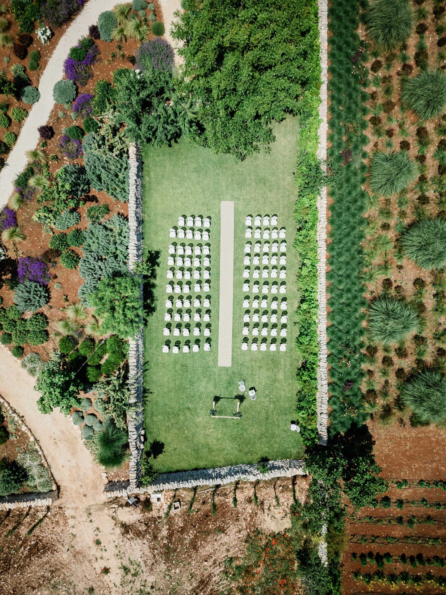 Wedding ceremony in the private gardens at Masseria Pistola